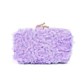 Purple textured clutch bag on a white background, Obroi