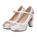 Women Bow Pumps Shallow Shoes Ladies Sweet High Heels Women Round Toe Platform Shoes