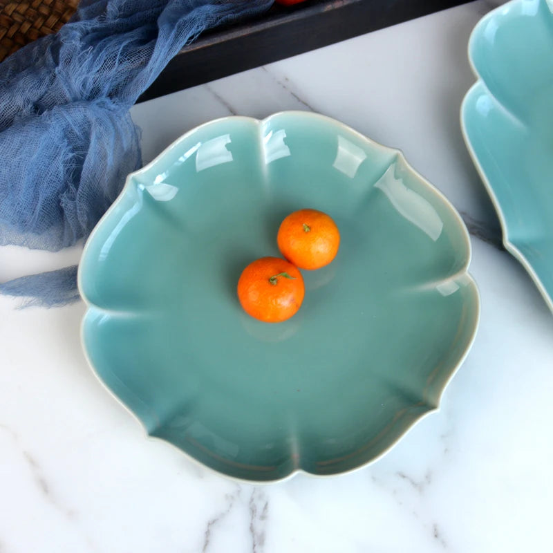 Home combination dish plate begonia flower shaped plate ceramic plate