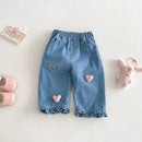 Girls Denim Pants Spring Collection Heart Jeans for Kids 0-5 Years Casual Baby Pants