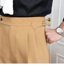 Naples Suit Shorts Men Smart Casual Waist Buckle Button Knee Length Pants Summer