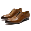 Men Genuine Leather  Toe Dress Shoes Lace-Up Formal Oxford Luxury Elegant Footwear