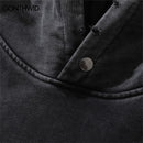 Mens Hoodie Sweatshirt Grunge Streetwear Wash Hooded Pullover Heavy Cotton High Street