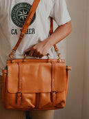 Handmade vegetable tanned men's women's briefcase casual luxury genuine leather laptop handbag