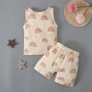Children Boy Clothing Vest Short Pant 2Pcs Set Kid Girl Baby Outfit