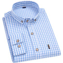 Men‘s Plaid Cotton Casual Shirts Slim Fit Long Sleeve Button Down Work Business Men Dress Shirt