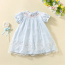 Handmade Kids Boutique Dress Embroidered Mesh Wedding Christmas Snowman Dress Princess Clothes