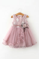 Sleeveless Baby Kids Lace Mesh Dresses for Children's Wedding Clothing Princess Girls Flowers Dress