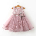 Sleeveless Baby Kids Lace Mesh Dresses for Children's Wedding Clothing Princess Girls Flowers Dress