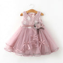 Sleeveless Baby Kids Lace Mesh Dresses for Children's Wedding Clothing Princess Girls Flowers Dress