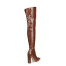 Brown knee-high boot on a white background, Obroi