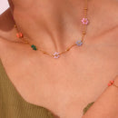 Sweet handmade petals small flowers Necklaces for women one piece premium stainless steel jewelry