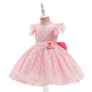 Children's Dress Spring Bowknot Flower Lovely Birthday Party Girl Princess Dress Wedding Flower Girl Dress