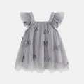 Gray tulle dress with butterfly patterns on a white background, Obroi
