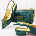 Peach Women Shoes And Bag Set Luxury Ladies Sandals Match With Handbag Clutch Medium Heels Pumps Sandales
