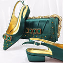 Peach Women Shoes And Bag Set Luxury Ladies Sandals Match With Handbag Clutch Medium Heels Pumps Sandales