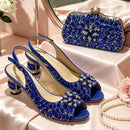 Women's Rhinestone High Heels and Matching Handbag Set, Elegant Party Shoes and Purse