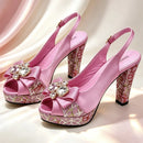 Italian Butterfly Design Pointed Toe Slingback Sandals with Matching Bag - Elegant Set Perfect