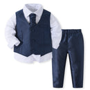 Boys Sets Clothing Shirt Vest Pant Formal Outfit Baby Suits Toddlers Party Bow Tie Children Birthday Elegant Brothers Clothes