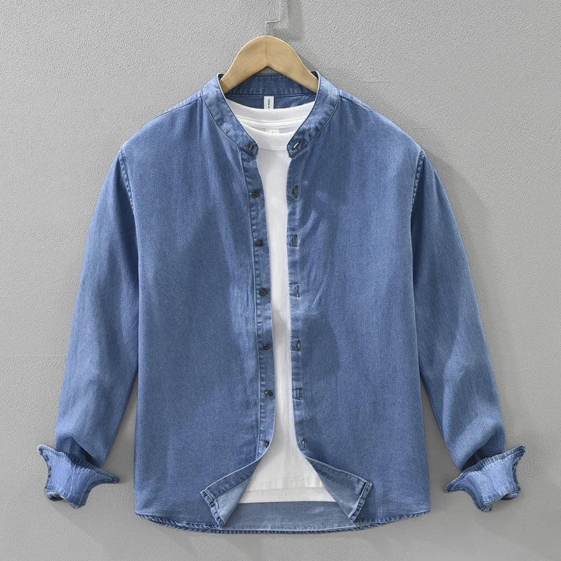 Autumn Denim Shirt for Men Loose Long Sleeve Shirts Oversize Men's Clothing
