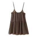 Summer women casual simple versatile beaded sequin embroidered suspender mini dress