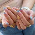10pcs Acrylic Press On Nails Handmade Summer Flower Kawaii Polka Dot Short Almond Nail