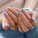 10pcs Acrylic Press On Nails Handmade Summer Flower Kawaii Polka Dot Short Almond Nail