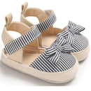 Cute Infant Bowknot Canvas Shoes Non-Slip Breathable Sandals Soft Sole Toddler Fashionable Flats Anti-Skid