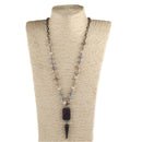 Bohemian Jewelry Stone & Crystal Beaded Chain Pendant Necklaces For Women Festival Gift