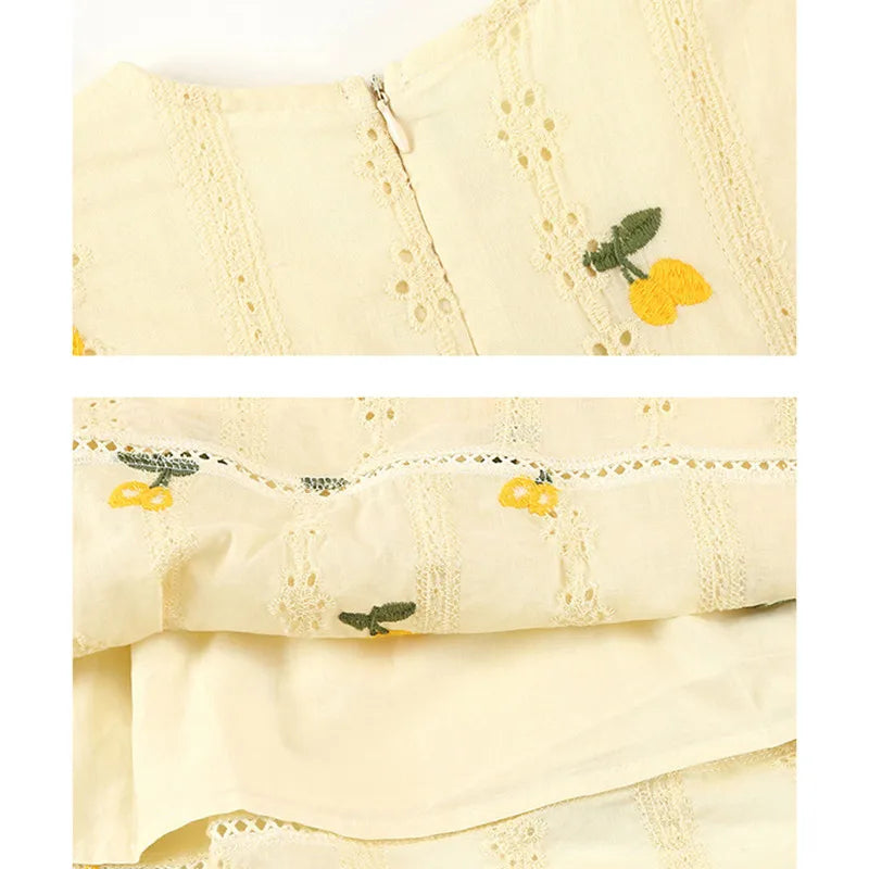 kids girl summer embroidery floral cotton lace flare dress child teen girls fashion princess party dresses