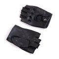 Men's Leather Wrist Button shrink Wrist Fingerless Half Finger Short Mittens Gloves