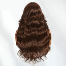 Brown wig on a mannequin head with 'Obroi' branding on a white background