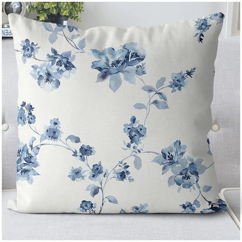 Blue and White Pillowcases Various Patterns Available Sofa bedroom cushion cover single-sided