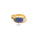 Fashion Natural Stone Rings For Women Luxury Retro Design Lapis Lazuli Ladies Stainless Steel Jewelry Gifts Anillos Mujer 2023