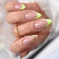 24Pcs Mid-length Oval Almond Edge Wearing Nail French Simple Acrylic Manicure Art