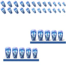 24pcs Set Short Square Glossy Ballerina Nails Jellyfish Blue Sea Wave Flowers Geometric Design Press on False Nails