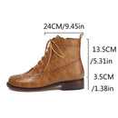 Women Ankle Boots Round Toe Block Heels 3.5cm Zipper Lace Up Female Bota
