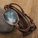 Boho Labradorite Stone Rope  Wrap Bracelets for Men Women Handmade Natural Stone Bracelets Jewelry