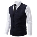 Men's V-Neck Knit Vest, Slim Fit Sleeveless Sweater Waistcoat, Solid Color Smart Casual Pullover for Fall and Winter