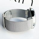 Mesh Loop Strap Stainless Steel Metal Quick Release Bracelet Double Press Butterfly Buckle Watch Band