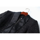 Women Set Suit Long Sleeve Belt Autumn Winter Woolen Shawl Collar Single Button Bow Plaid Shorts