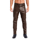 Brown leather pants worn by a person on a white background, Obroi