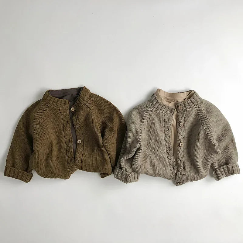 Children Sweater 1-6Y Boys Loose Cardigans Coat Girls Knitted Retro Casual Outwear Top