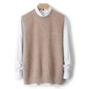 Men's T-Shirt Wool Sleeveless Vest Men Round Neck Knitted Pullover Shirt Spring and Autumn