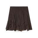 Brown ruffled skirt on a white background, Obroi