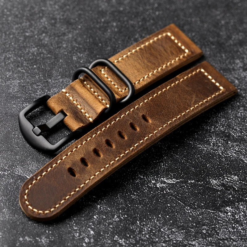 Vintage Brown Watch Strap 20MM 22MM 24MM Soft and Thick Head Layer Watchband