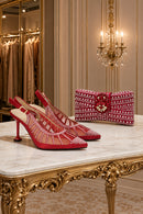 Women Italian Shoes and Bags Set Decorated with Rhinestone Matching Bag Elegant Woman Heeled Shoes