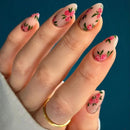 Autumn Winter Matte Almond Nails with Glue Rose Leaf Nail Art Simple Full Cover Press on Acrylic Nails Tips