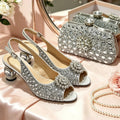 Women's Rhinestone High Heels and Matching Handbag Set, Elegant Party Shoes and Purse