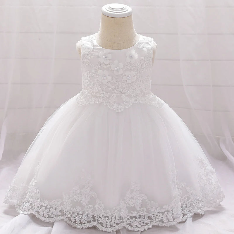 Christmas Pink Lace Baptism Baby Girl Dresses Party Wedding Evening Birthday Kids Prom Princess Toddler Clothes